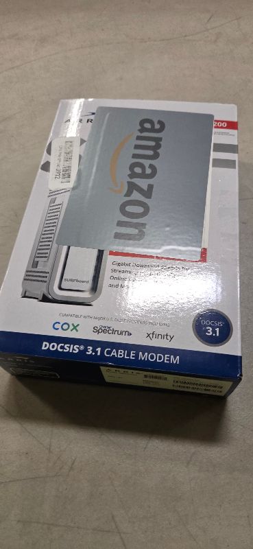 Photo 1 of ARRIS SURFboard SB8200 DOCSIS 3.1 Multi?Gig Cable Modem | 2 -1Gbps Ethernet Ports | Works with Xfinity, Cox, Spectrum | For Cable Internet Plans up to 2Gbps | Modem Only, Router Required