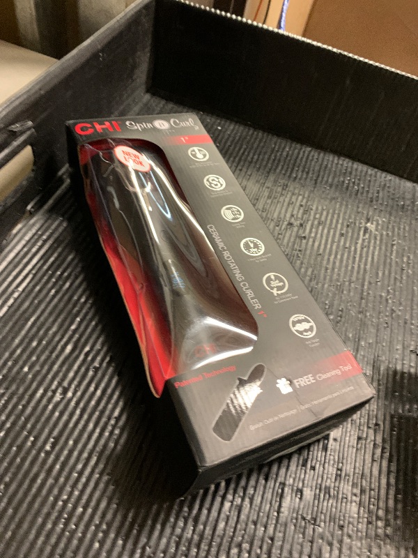 Photo 1 of CHI Spin N Curl 1? Ceramic Rotating Curling Iron, Adjustable Preset Heat Settings for All Hair Types, Salon-Quality Curls & Waves, Auto Shut-Off, Tangle Protection, Onyx Black