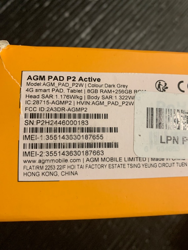 Photo 1 of AGM PAD P2 Active Rugged Android 14 Tablet with Case, Waterproof & Drop-Proof, Widevine L1 & GMS Certified, 11" 90Hz FHD 480 NITS Display, MTK G99, 8000 mAh, 16(8+8) + 256GB[TF 2TB], GPS, Compass, OTG