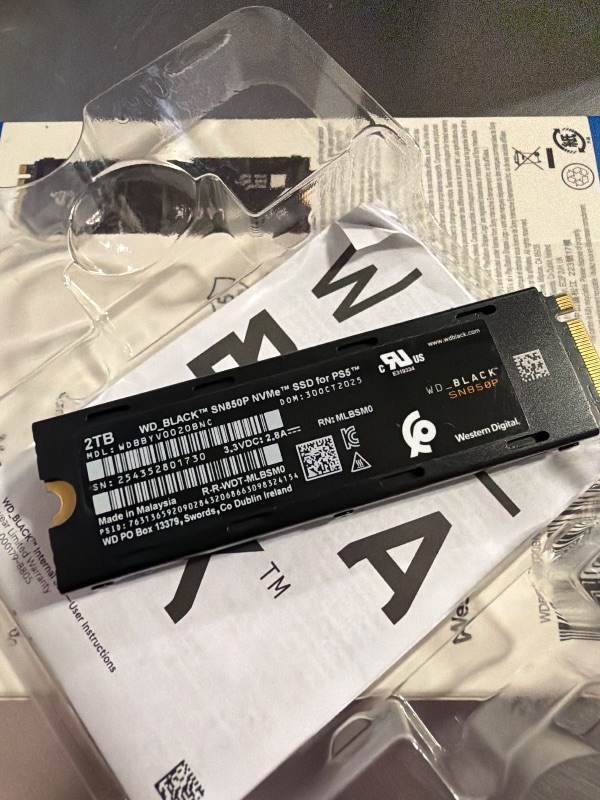 Photo 1 of WD_BLACK 2TB SN850P NVMe M.2 SSD Officially Licensed Storage Expansion for PS5 Consoles, up to 7,300MB/s, with heatsink - WDBBYV0020BNC-WRSN