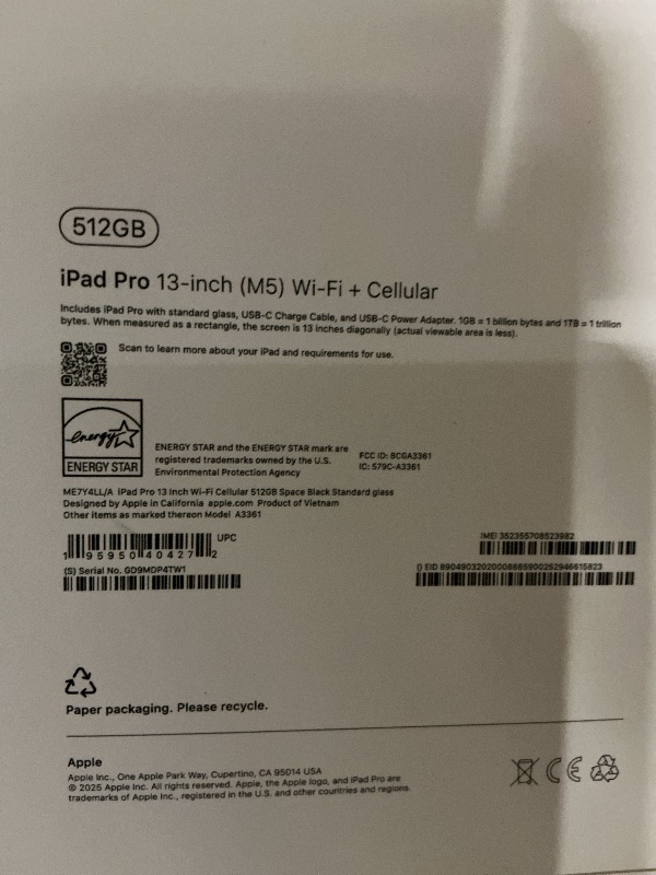 View 3 of Apple iPad Pro 13-inch (M5): Ultra Retina XDR Display, 512GB, 12MP Front/Back Camera, LiDAR Scanner, Wi-Fi 7 with Apple N1 + 5G Cellular with C1X chip, Face ID, All-Day Battery Life — Space Black