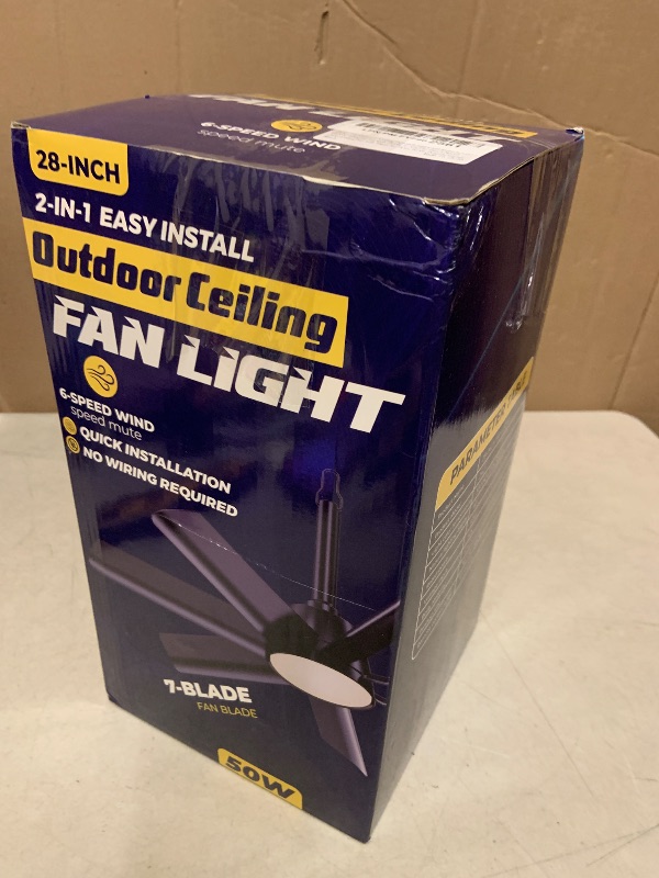 Photo 1 of 28 Inch Plug-In Outdoor Ceiling Fan with Lights and Remote, LED Gazebo Hanging Fan with Hook, 3CCT 3000K-6500K Dimmable Gazebo Fan, 6-Speed Quiet Ceiling Fan with Timer for Patio, Porch, Garage, Black