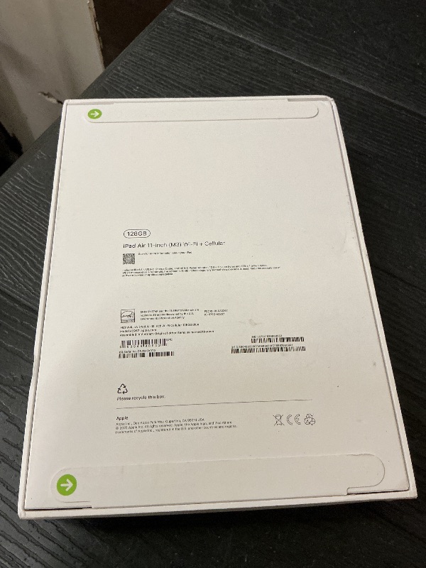 Photo 1 of Apple iPad Air 11-inch with M3 chip Built for Apple Intelligence, Liquid Retina Display, 128GB, 12MP Front/Back Camera, Wi-Fi 6E + 5G Cellular, Touch ID, All-Day Battery Life — Blue