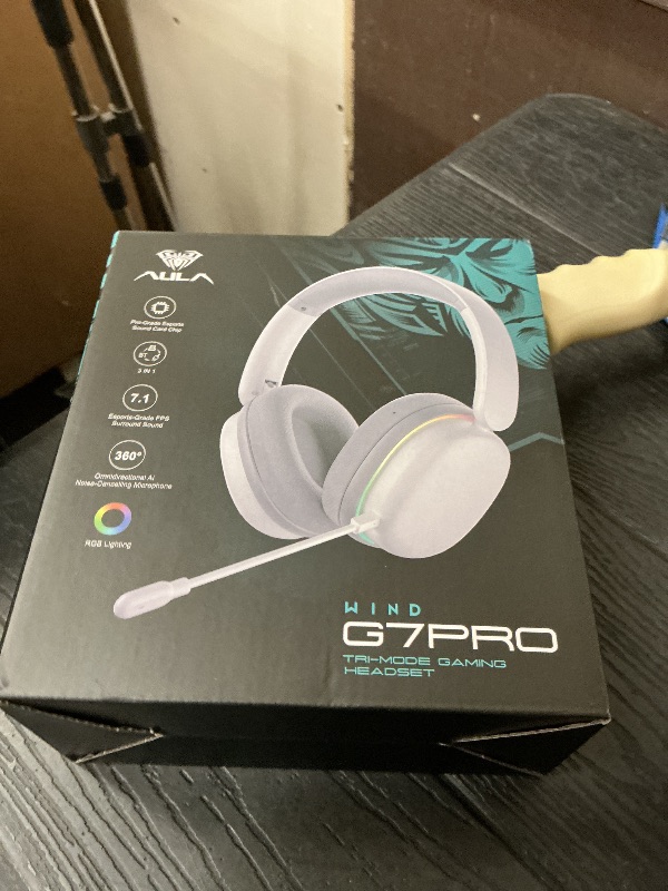 Photo 1 of EPOMAKER X Aula G7 Pro Wireless Gaming Headset, Dual Mode BT5.3 & 2.4GHz, 7.1 Surround Sound, 80+ Hour Battery, RGB Light, with Noise Canceling Mic for PS5, PS4, Switch, PC (Pink)