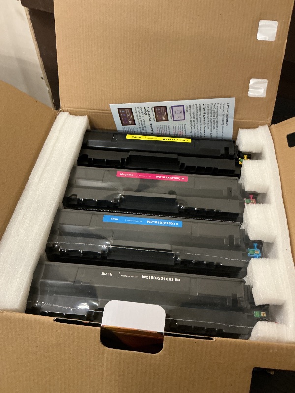 Photo 1 of 218X Toner Cartridges 4 Pack High Yield (with Chip) Compatible Replacement for HP 218X 218A for Color LaserJet Pro 3201dw MFP 3301fdw 3301cdw 3301sdw Printer Ink W2180X W2180A (BCMY, 4-Pack)