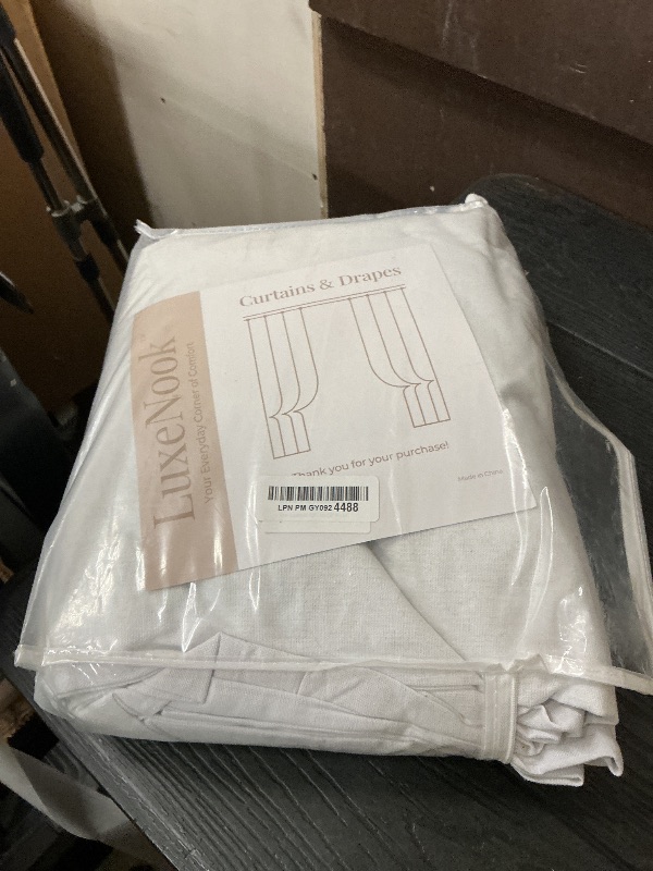 Photo 1 of LuxeNook Ruffle Double Layer Blackout Curtains 84 Inches, Farmhouse Thermal Insulated Drapes with White Liner, Back Tab Panels for Bedroom Living Room Light Sleepers, 2 Panels White (52" W x 84" L)