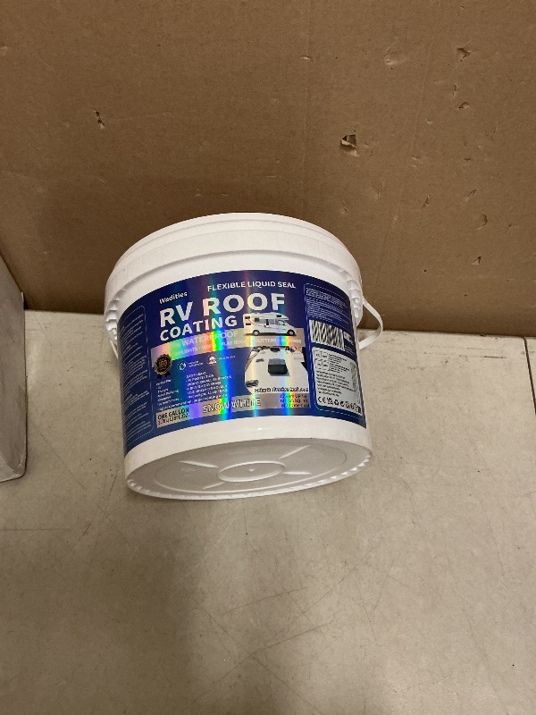 Photo 1 of RV Roof Coating White, Wadities Waterproof Solar Reflective Sealant, Flexible RV Roof Sealant for Campers, Trailers, Motorhomes, Metal Buildings and Leak Repairs - 1 Gallon