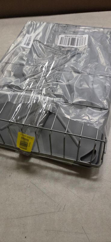 Photo 1 of SNTD Dish Drying Rack - Small Dish Rack for Kitchen Counter, Stainless Steel Dish Drainer with Utensil Holder and Drainboard, 11" W x 15" L (Grey)