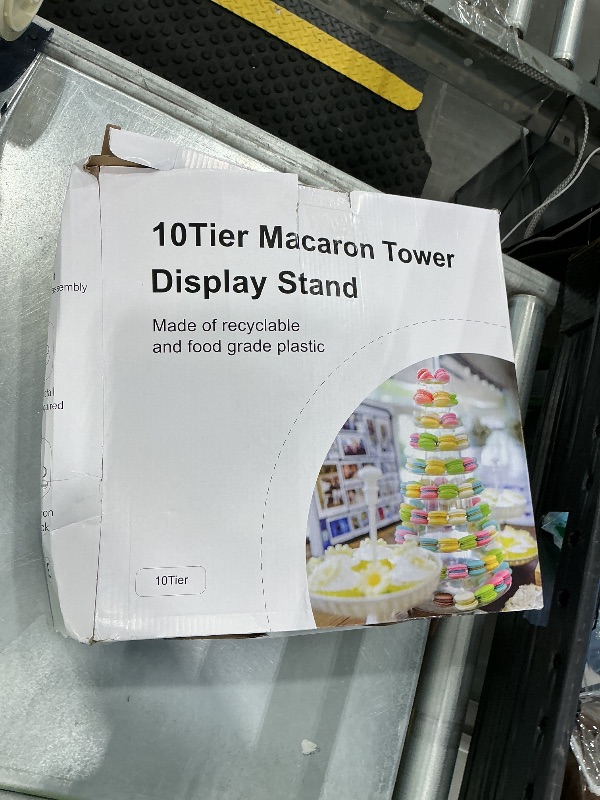 Photo 1 of 10 Tiers Macaroon Tower Stand, Round Macaron Tower Cake Display Rack Plastic Cupcake Stand Macarons Desserts Serving Tray for Birthday Wedding Party Decor (10 Tiers)