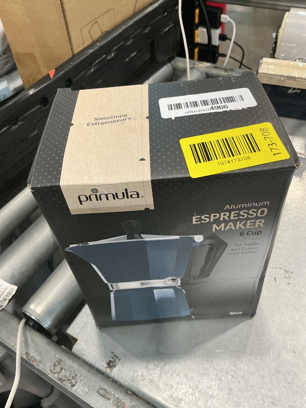 View 2 of [HANDLE DAMAGE] Primula Classic Moka Pot Stovetop Espresso and Coffee Maker, Italian and Cuban Cafetera for Rich Espresso Brewing, Durable Aluminum Greca Coffee Maker with Easy Grip Handle, 6-Cup, Blue