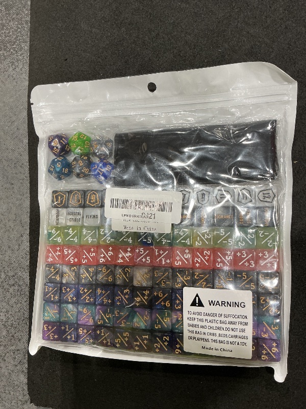 Photo 1 of 102 Pieces MTG Dice Counters Set Bulk Ability Keyword Tokens Shield Life Counters 6 Sided Dice for Magic The Gathering TCG Card Gaming Accessories (More Counters Set)