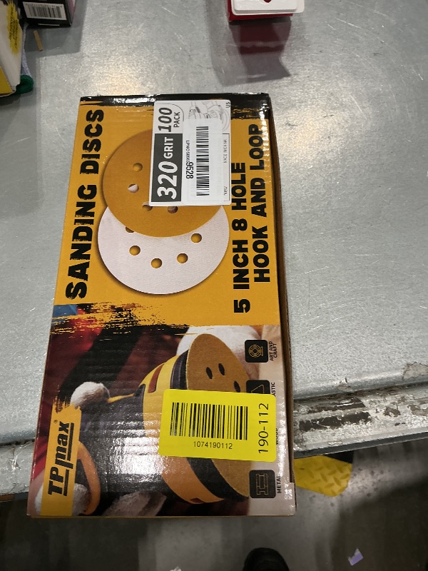 Photo 1 of 100PCS 5 Inch 320 Grit 125mm 8 Hole Sanding Discs Sandpaper - Premium Gold Round Hook and Loop for Random Orbital Sander - Ideal for Wood, Metal, Automotive