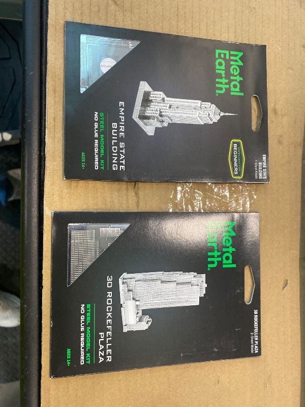 Photo 1 of [ONLY SET OF 2] [PARTIAL SET] Fascinations Set of 4 Metal Earth 3D Laser Cut Building Models: 30 Rockefeller Plaza, Empire State Building, Chrysler Building, & One World Trade Center