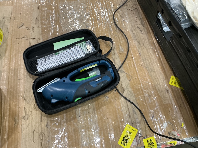 Photo 1 of **UNTESTED**
Cordless Electric Scissors for Cardboard Cutter with 4 SK5 Blades, 4V Rechargeable Electric Box Cutters, Powerful Power Shears Cutting Tool for Fabric, Carpet, Leather