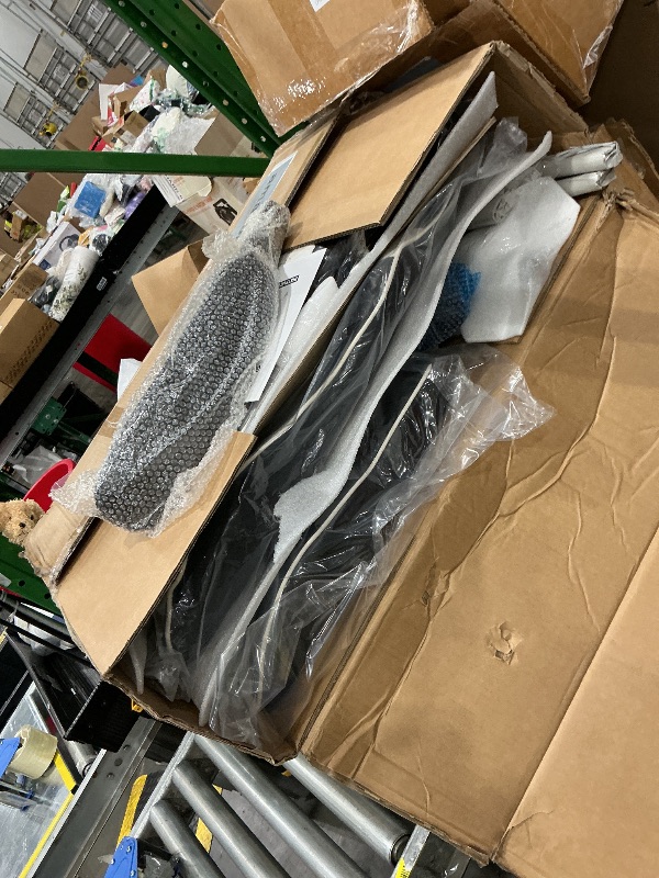 Photo 1 of *Many parts are missing *Morkprism Gaming Chair,Computer Office Chair with Footrest,Massage Lumbar Support and Gel Pad,Ergonomic Reclining Adjustable Leather Gamer Chair with Headrest and Spring Cushion Black White