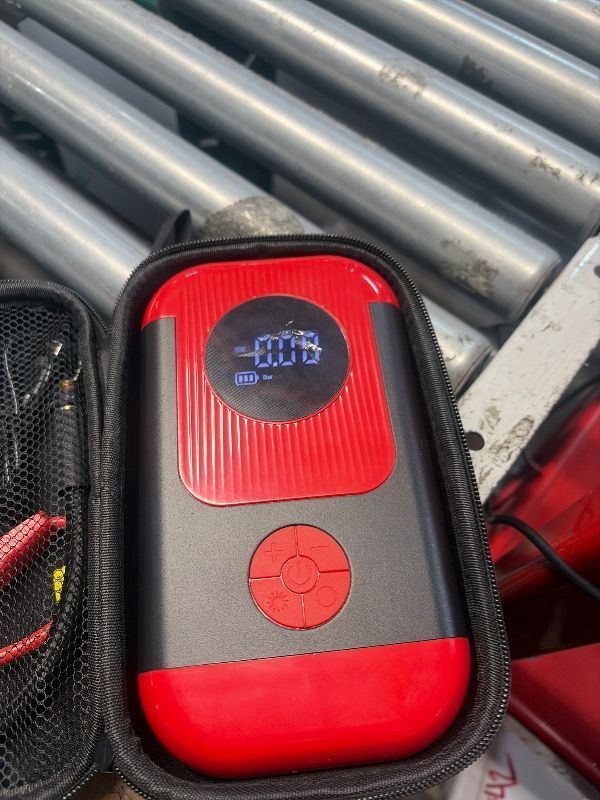 Photo 1 of **MINOR DAMAGE ON SCREEN**SEE PICTURES**
Jump Starter with Air Compressor,5000A Portable Car Battery Booster (10 Gas/8L Diesel) with 150PSI Tire Inflator,12V Car Battery Jump Box,Cordless Air Pump for,Motorcycle,Bike, Balls,LED Light