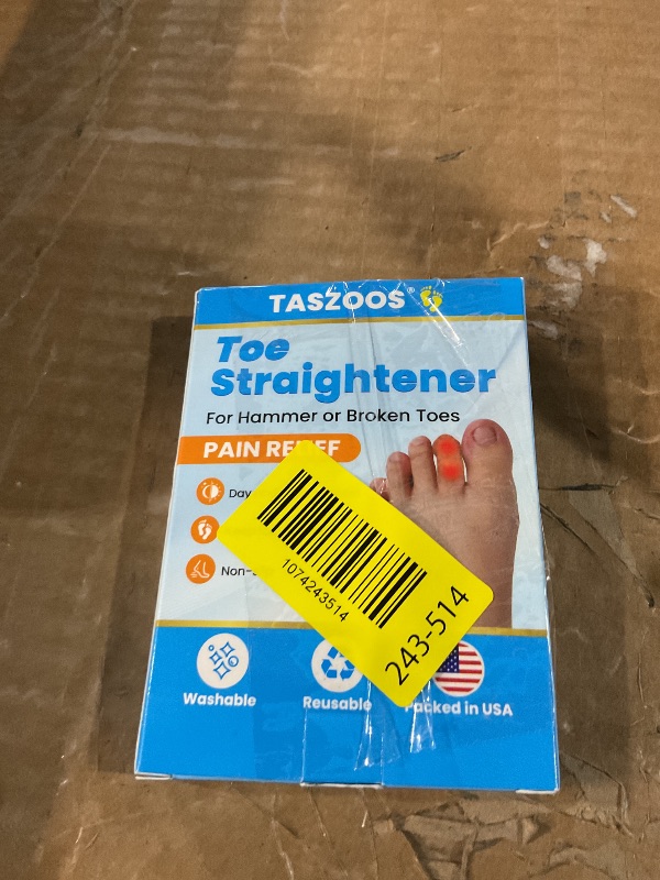 Photo 1 of **Only One** TASZOOS Hammer Toe Straightener - 2Pcs Hammer Toe Corrector for Women & Men - Toe Splints Relief for Hammer, Bent, Curled, Broken Support - Toe Wraps for Standing, Resting, Walking