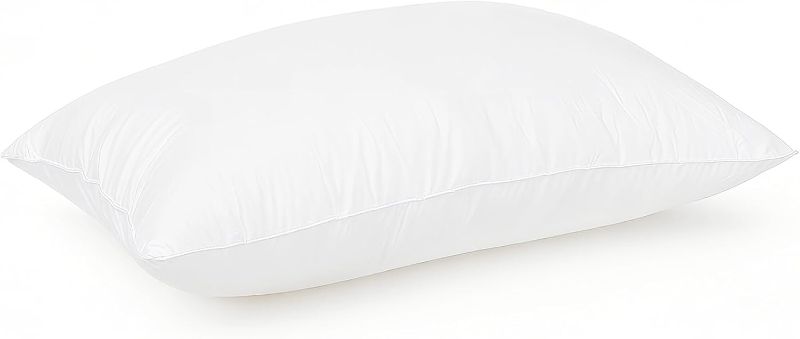 Photo 1 of  Standard Size Bed Pillow 1-Pack, 18 x 28 Inches, Single White Rectangular Pillow for Sleeping, Breathable and Supportive for Side, Back, and Stomach Sleepers