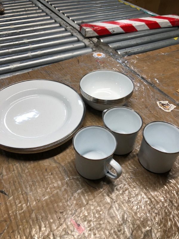 Photo 1 of ***MISSING PARTS - SEE NOTES/PHOTOS***Stansport Deluxe 24-Piece Enamel Tableware Set - White (11220-03)