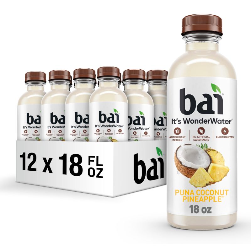Photo 1 of ***EXP(06/04/2026)***Bai Antioxidant Infused Water Beverage, Puna Coconut Pineapple, with Vitamin C and No Artificial Sweeteners, 18 Fluid Ounce Bottle, 12 Pack