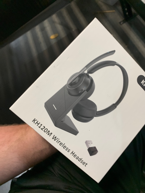 Photo 1 of (2025 Upgraded) Wireless Headset with Mic for Work, Bluetooth Headset with Noise Canceling Microphone with Dongle, Charging Base & Mic Mute, Wireless Headphones for Work from Home/PC/Computer