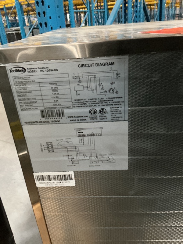 Photo 1 of ***DAMAGED DURING SHIPMENT******TRUCK/TRAILER PICKUP RECOMMENDED***24 In. One-Door Back Bar Refrigerator - 4.1 Cu Ft. BC-1DSW-SS