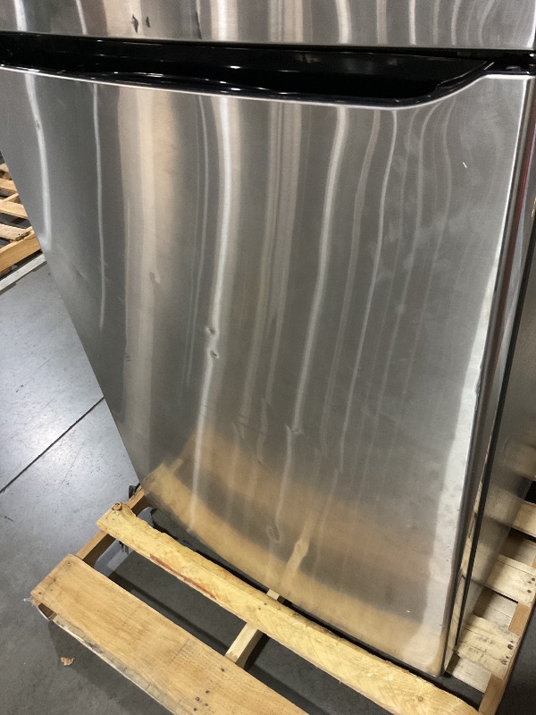 View 8 of ***MAJOR DAMAGE HEAVILY USED TRUCK OR TRIALER PICKUP ONLY***
30 in. 20 cu. ft. Top Freezer Refrigerator in Stainless Steel, Energy Star, Garage Ready