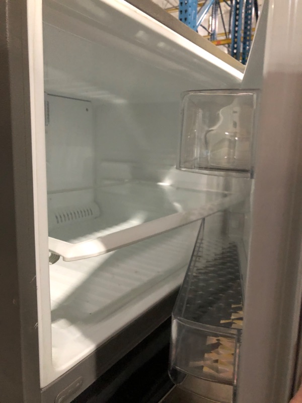 View 4 of ***MAJOR DAMAGE HEAVILY USED TRUCK OR TRIALER PICKUP ONLY***
30 in. 20 cu. ft. Top Freezer Refrigerator in Stainless Steel, Energy Star, Garage Ready