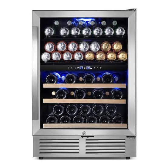 View 1 of ***HEAVILY USED UNKNOWN IF MISSING***
24 in. Dual Zone 27-Bottle and 105-Can Wine and Beverage Cooler Built-in Two Door Handles Wine Fridge in Silver