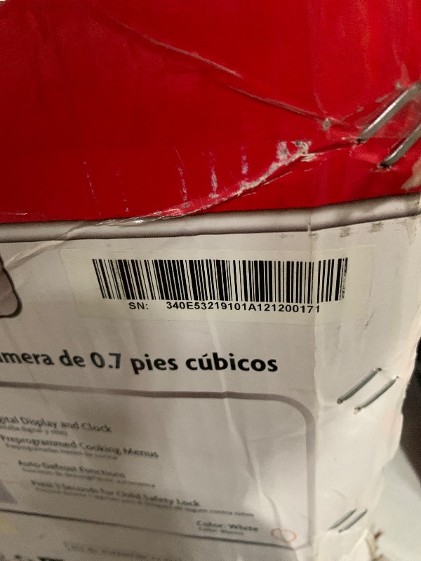 Photo 1 of ***MAJOR DAMAGE FOR PARTS ONLY***
GE Countertop Microwave Oven, Compact 0.9 Cubic Ft., 900-watt Capacity, 7 Auto Cooking Settings, Child-Lock Technology, Kitchen Essentials for The Countertop, Dorm Room or Apartment, White