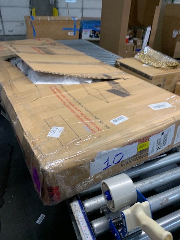 Photo 1 of **UNKNOWN IF MISSING PIECES**KISLOT Wood Bed Frame with Upholstered Headboard, Mid-Century Boucle Fabric Platform Modern Bed Mattress Foundation Noise-Free No Box Spring Needed Easy Assembly