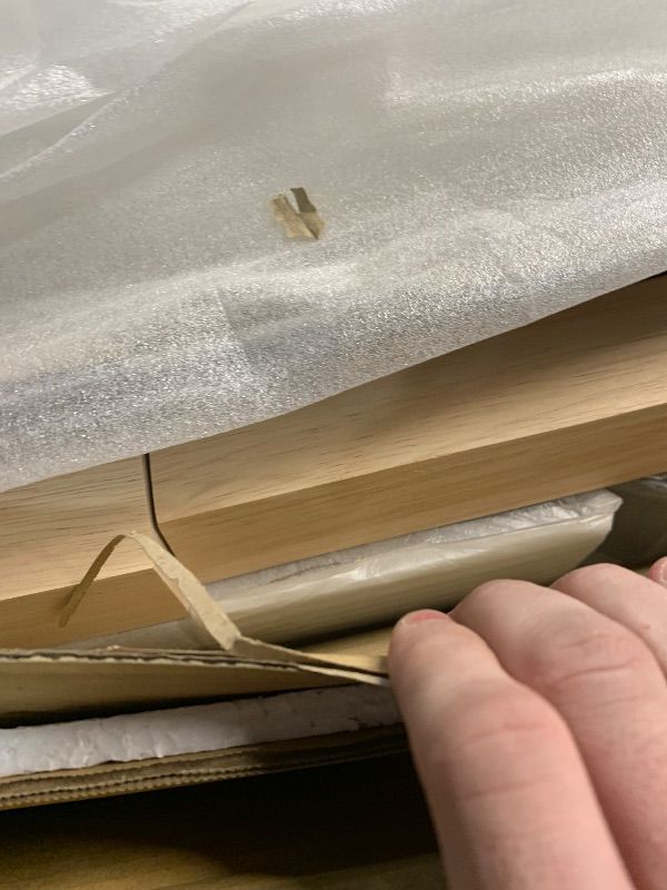 Photo 1 of **UNKNOWN IF MISSING PIECES**KISLOT Wood Bed Frame with Upholstered Headboard, Mid-Century Boucle Fabric Platform Modern Bed Mattress Foundation Noise-Free No Box Spring Needed Easy Assembly