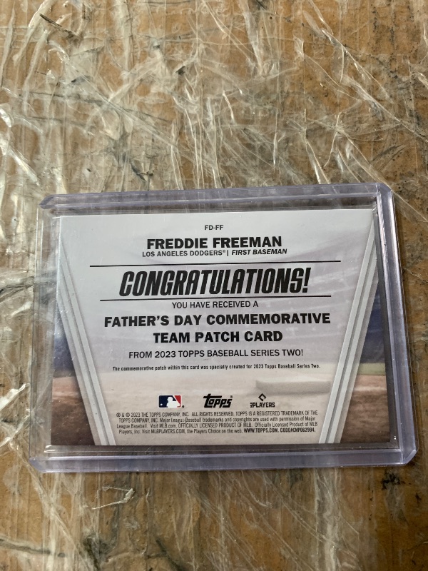 View 2 of Freddie Freeman [Blue] #FD-FF 2023 Topps Father’s Day Team Patch