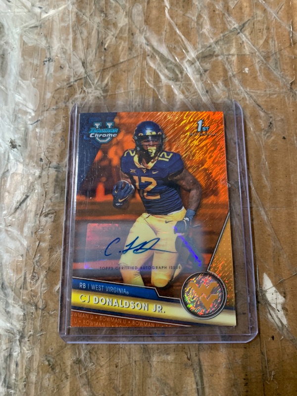 Photo 1 of CJ Donaldson Jr. [Autograph Orange] #156 2023 Bowman Chrome University 21/25