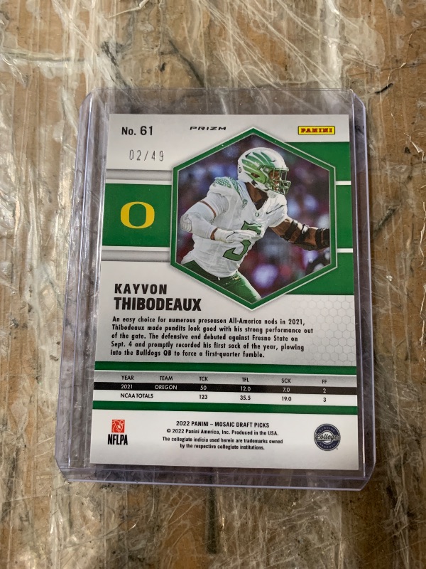 Photo 1 of Kay on Thibodeaux [Purple] #61 2022 Panini Mosaic Draft Picks (02/49)