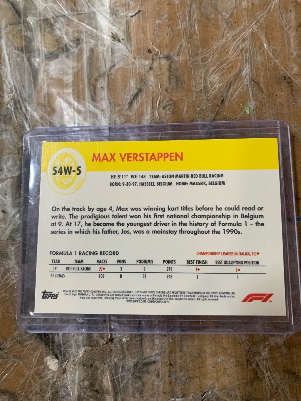 Photo 1 of 2020 Topps Chrome Formula 1 - 1954 World On Wheels Max Verstappen #54W-5