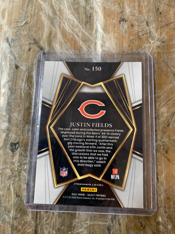 Photo 1 of 2021 Select Justin Fields Premier Level RC #150 Chicago Bears
