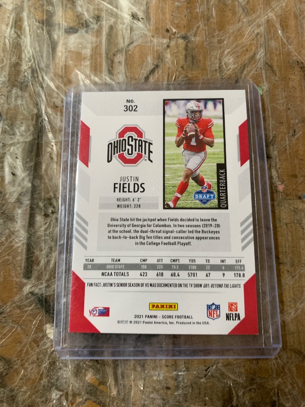 Photo 1 of Justin Fields #302 [Rookie] 2021 Panini Score Ohio State