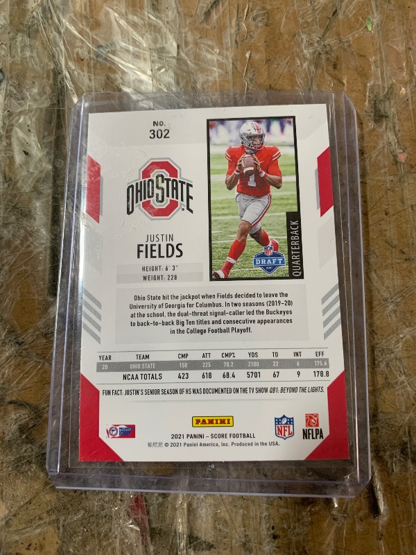 Photo 1 of Justin Fields #302 [Rookie] 2021 Panini Score Ohio State