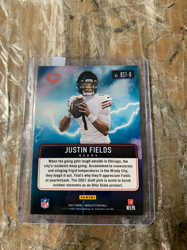 Photo 1 of Justin Fields #BST-8 [Rookie] 2021 Panini Absolute By Storm NFL Football Cards Chicago Bears