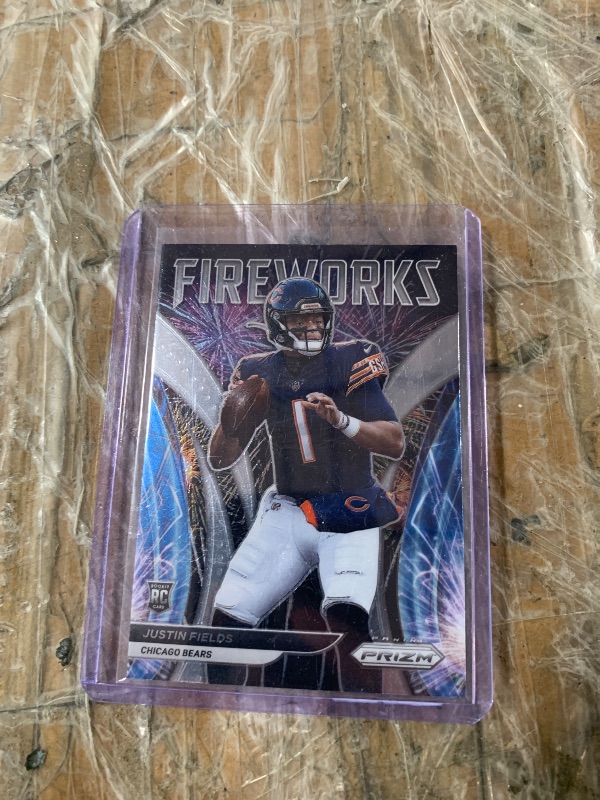 Photo 1 of Justin Fields #F-24 2021 Panini Prizm Fireworks Chicago Bears NFL football Cards