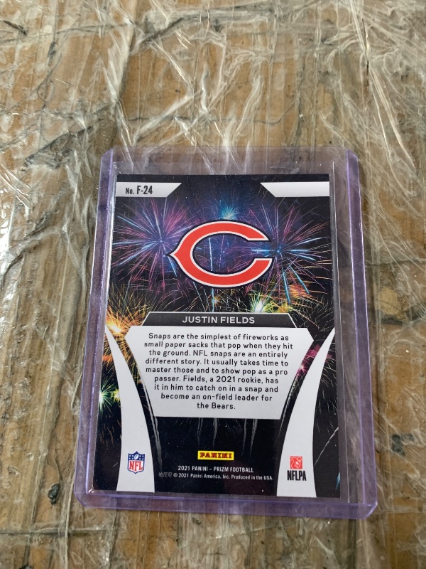 Photo 1 of Justin Fields #F-24 2021 Panini Prizm Fireworks Chicago Bears NFL football Cards