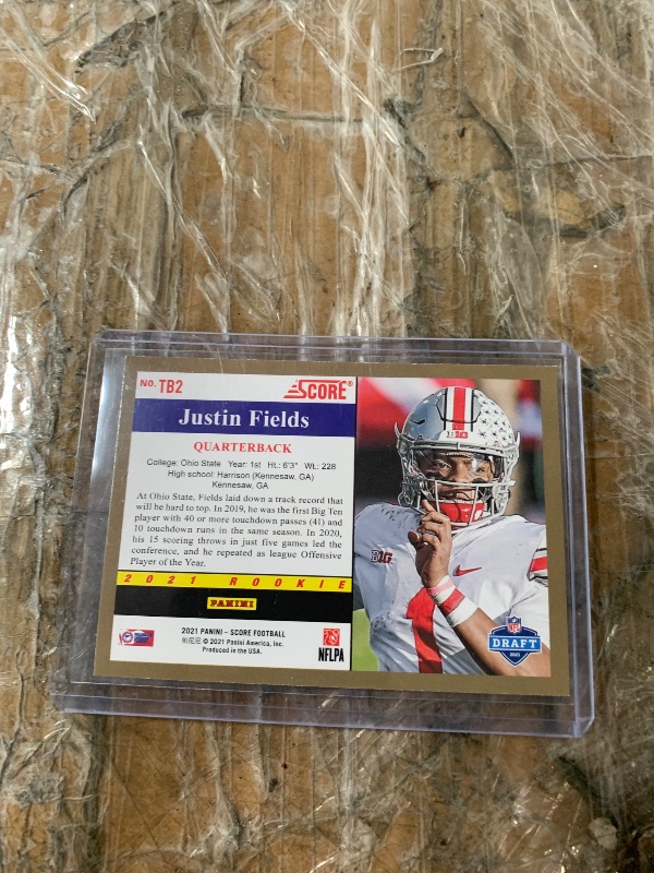Photo 1 of Justin Fields #TB2 [Rookie] 2021 Pani Score 1991 Throwback Ohio State NFL football cards