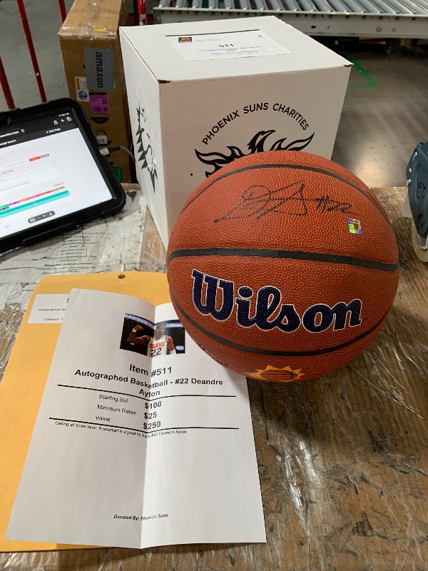 Photo 1 of [Signature] NBA Phoenix Suns Deandre Aston #22 Signed Authentic Official Wilson Basketball Arizona