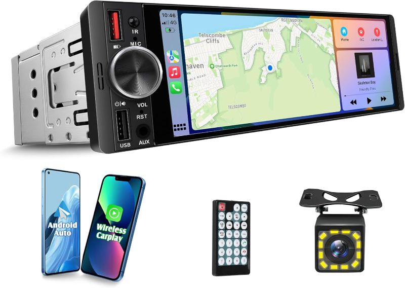 Photo 1 of [in?Cell Touchscreen] 6.36" Single Din Car Stereo with Wireless/Wired CarPlay & Android Auto, 240W DSP Powerful Sound with EQ, MirrorLink, Bluetooth Hands?Free, 12?LED Backup Camera, AM/FM Radio