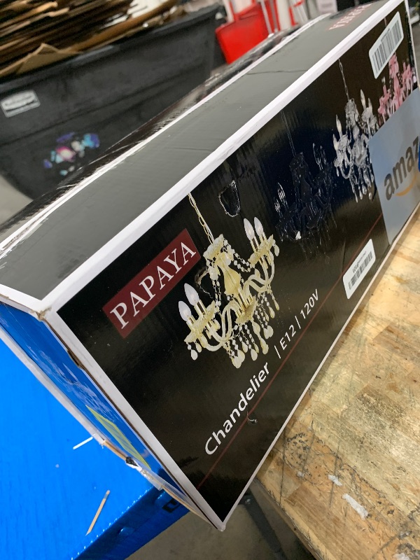 Photo 1 of **FACTORY SEALED** PAPAYA Plug-in 5 Light Crystal Hanging Pendant Lights Acrylic Chandelier with Clear Cord & On/Off Switch H19 D19.7 for Kitchen Island Girls' Room Dining Area Laundry Pavilion.