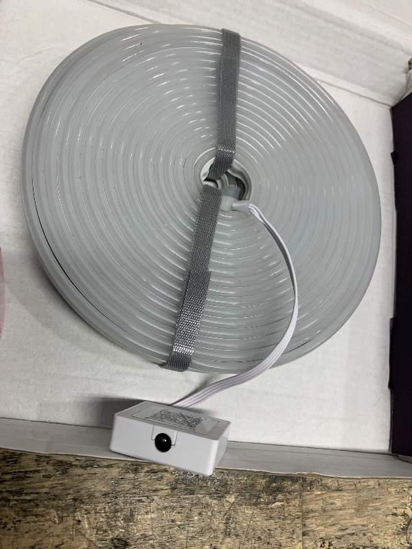 Photo 1 of ***PARTS ONLY ****** 32.8Ft Neon Rope Lights,Flexible Led Rope Lights Control with App/Remote,Multiple Modes RopeLights,IP65 Outdoor RGB Led Neon Lights NonWater Resistant,Music Sync Gaming Led NeonLight Strip

MISSING POWER CORD