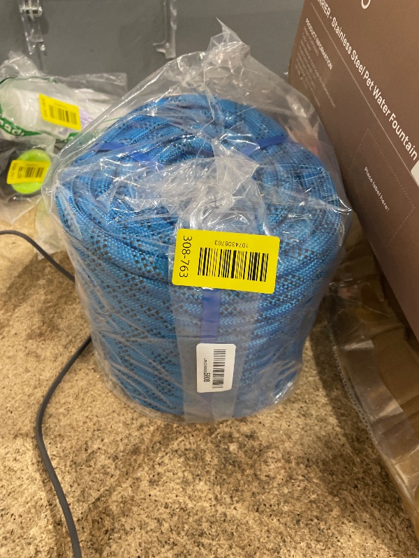 Photo 1 of 1/2 Inch 150ft Double Braided Polyester Arborist Rope, Heavy Duty Nylon Rope for Anchor, Tree Work, Cargo, Pulling, Sailing (Blue)