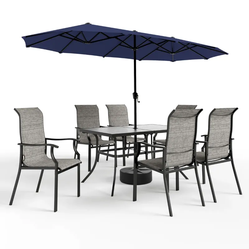 Photo 1 of **Umbrella and Table Not Included** 6-person Rectangle Outdoor Patio Dining Chairs