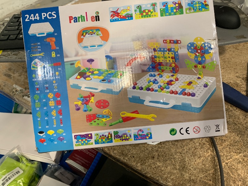 Photo 1 of **MISSING SOME PIECES**Parhlen Educational Toys Building Blocks, 244 Pieces Electric Screwdriver DIY Building Toys for Boys and Girls, Educational Construction Building kit for Kids Ages 4 5 6 7 8 9 10 Year Old
